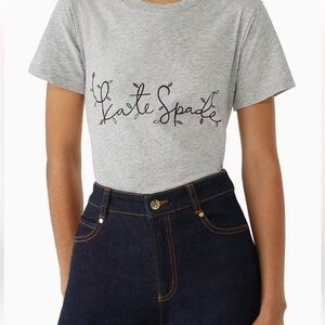 Kate Spade New York Gray String Lights Logo Holiday T Shirt